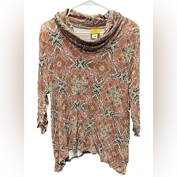 Ruby rd Paisley Cowl Neck Top LARGE - Picture 1 of 4